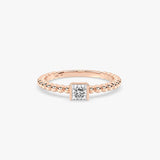 Princess Cut Beaded Diamond Gold Ring