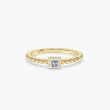Princess Cut Beaded Diamond Gold Ring