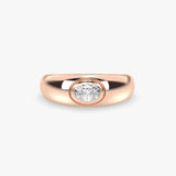 Gold Dome Ring with Oval Diamond