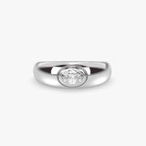 Gold Dome Ring with Oval Diamond