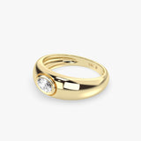 Gold Dome Ring with Oval Diamond