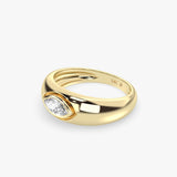 Gold Dome Ring with Marquise Diamond