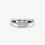 Gold Dome Ring with Marquise Diamond