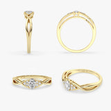 Oval Diamond Twisted Gold Ring