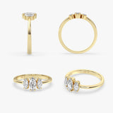 Three Stone Marquise Diamond Ring in Gold