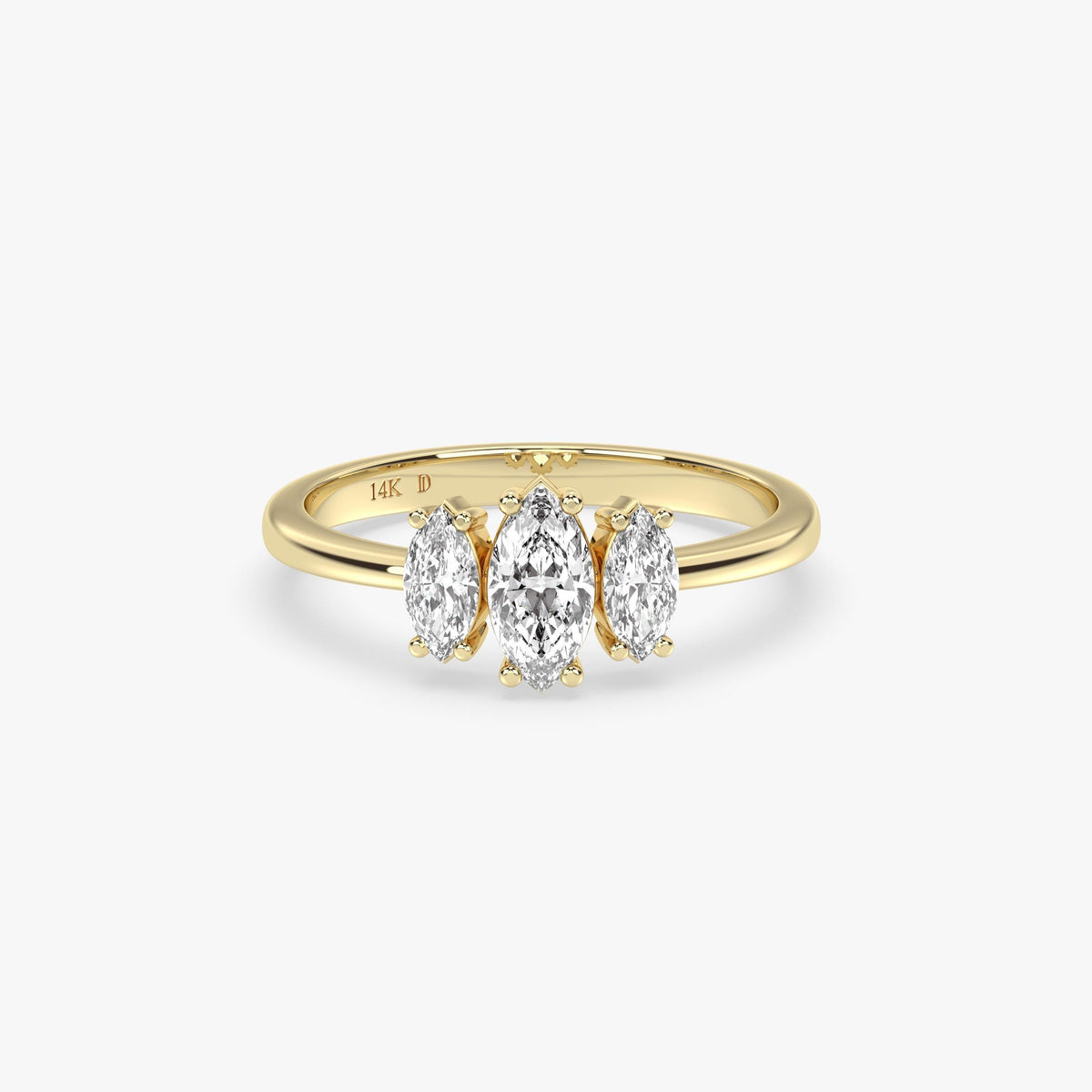 Three Stone Marquise Diamond Ring in Gold