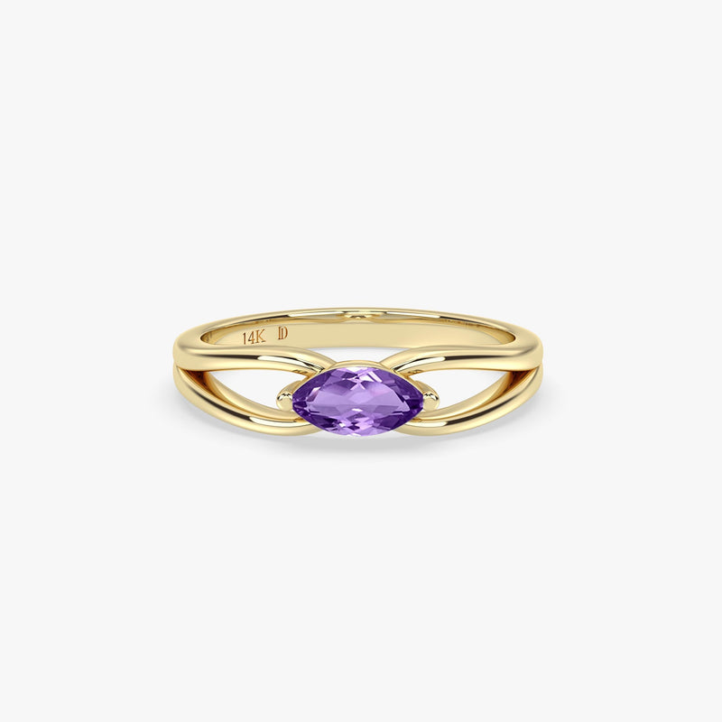 Gold Marquise Amethyst Ring