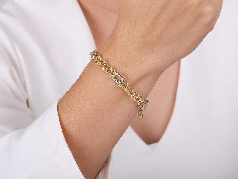 Double Link Bracelet with White Gold Accents