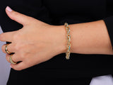 Link Bracelet with White Gold & Green Enamel Details