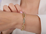 Gold Turquoise Enamel Infinity Bracelet