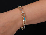 Gold Link Bracelet with Turquoise Accent