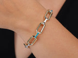 Gold Link Bracelet with Turquoise Accent