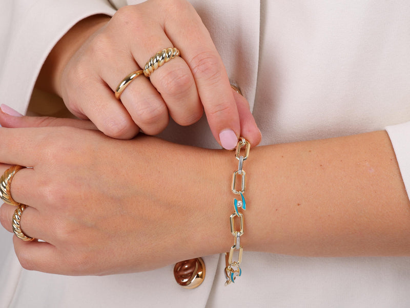 Gold Turquoise Link Bracelet