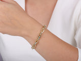 Link Bracelet with White Gold & Green Enamel Details