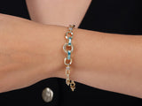 Gold Link Bracelet with Turquoise Detail