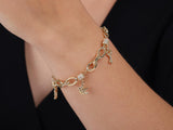 Gold Charm Bracelet with Padlock and Key