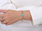 Gold Link Bracelet with Turquoise Heart
