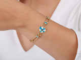 Gold Link Bracelet with Turquoise Heart
