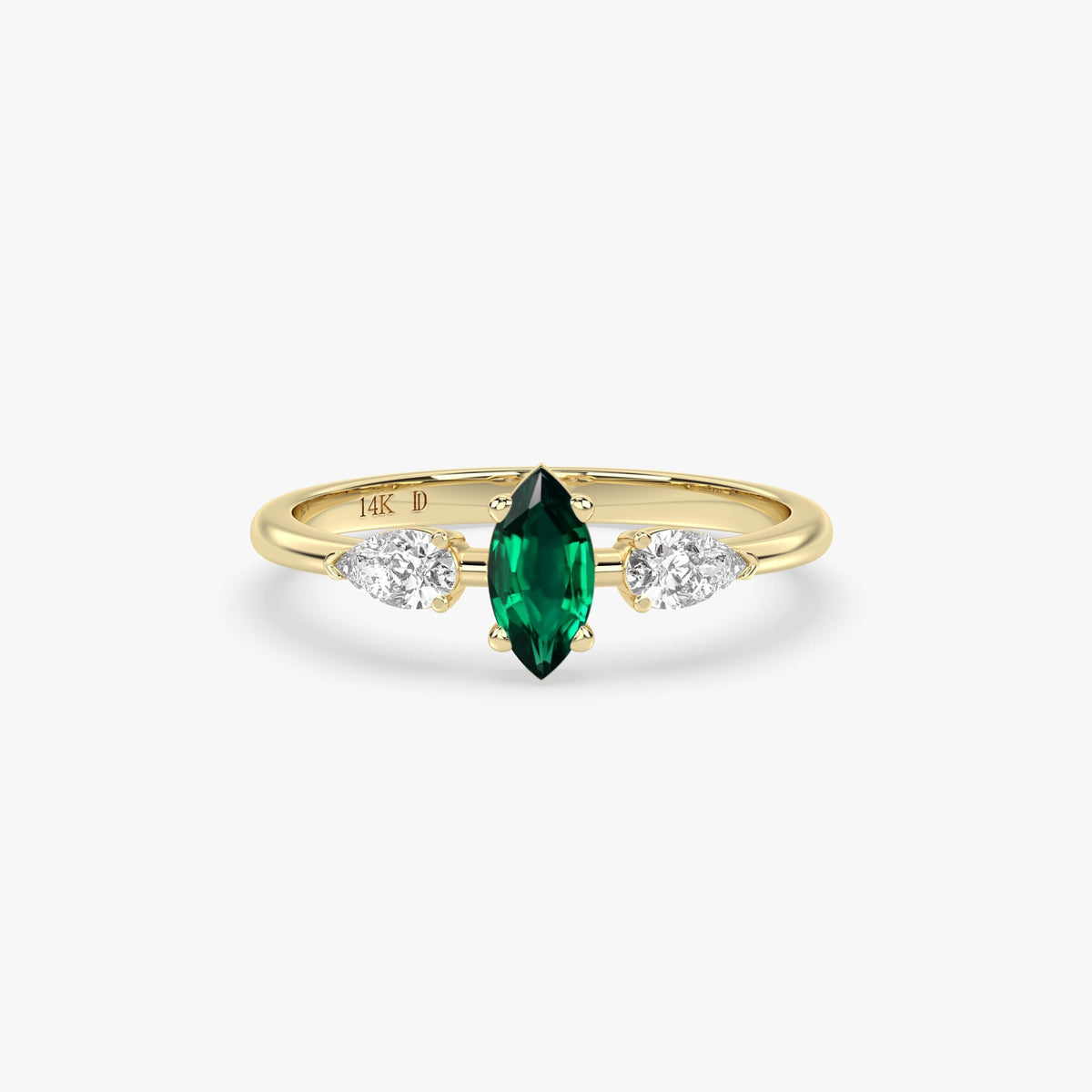 Marquise Emerald Ring in Gold with Diamonds