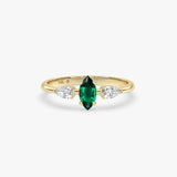 Marquise Emerald Ring in Gold with Diamonds
