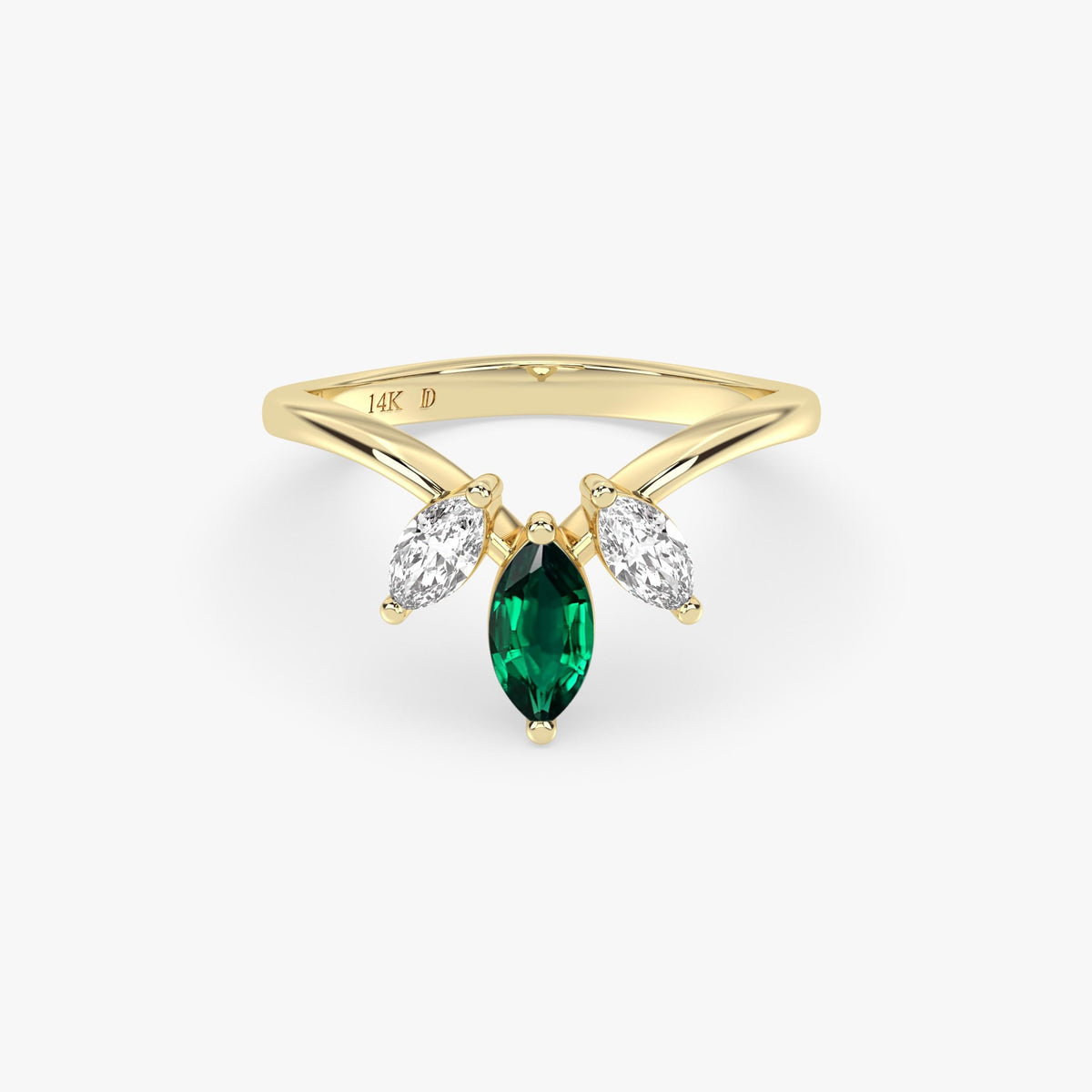 Chevron Emerald Ring in Gold