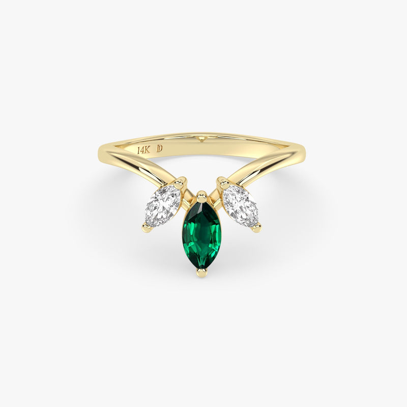 Chevron Emerald Ring in Gold