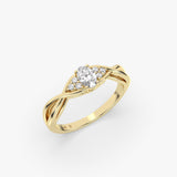 Oval Diamond Twisted Gold Ring