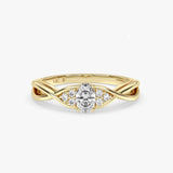 Oval Diamond Twisted Gold Ring