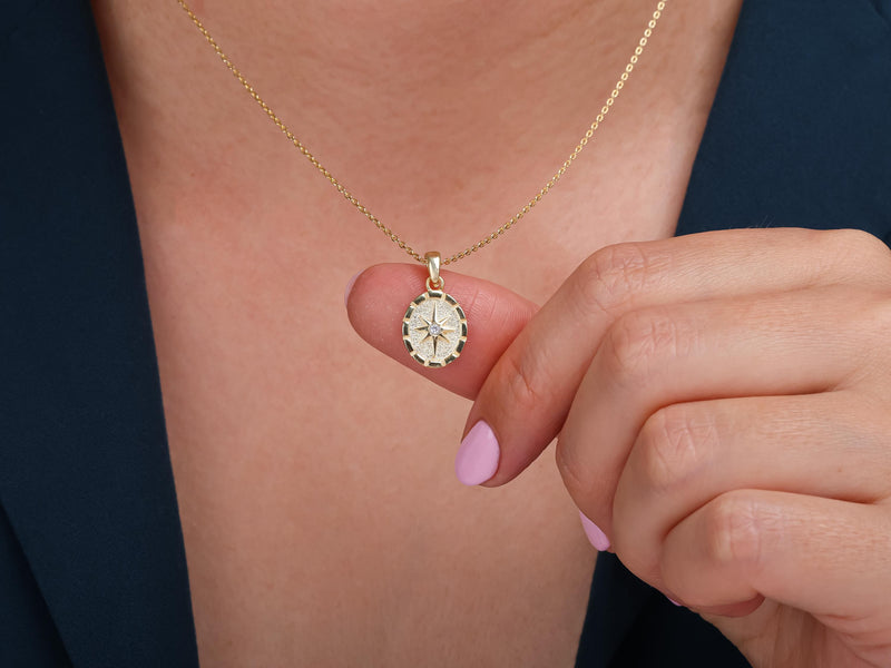 Gold Pole Star Pendant Necklace