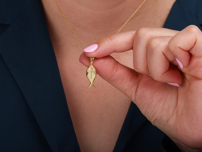 Gold Fish Pendant Necklace
