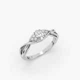 Oval Diamond Twisted Gold Ring