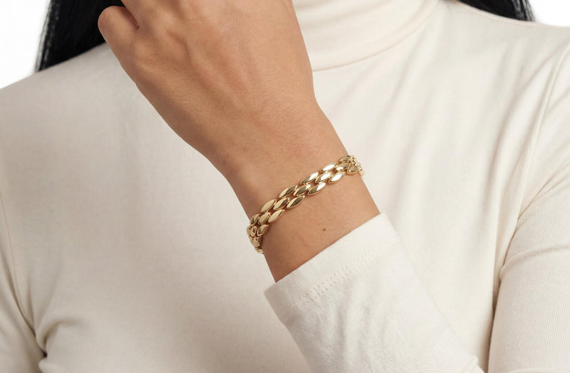 Gold Marquise Link Bracelet