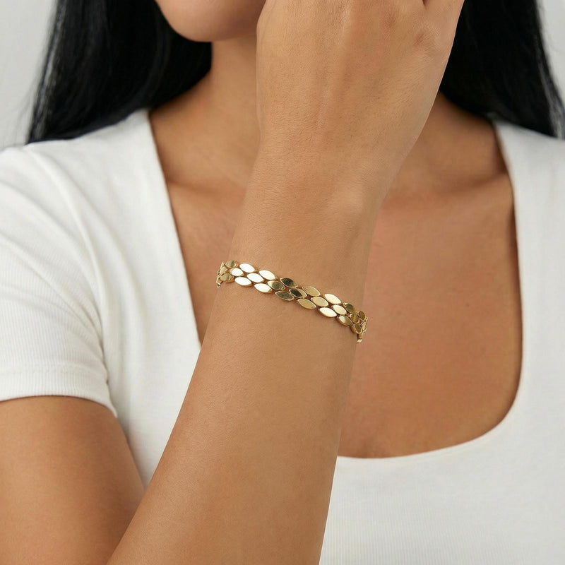 Gold Flat Oval Link Bracelet