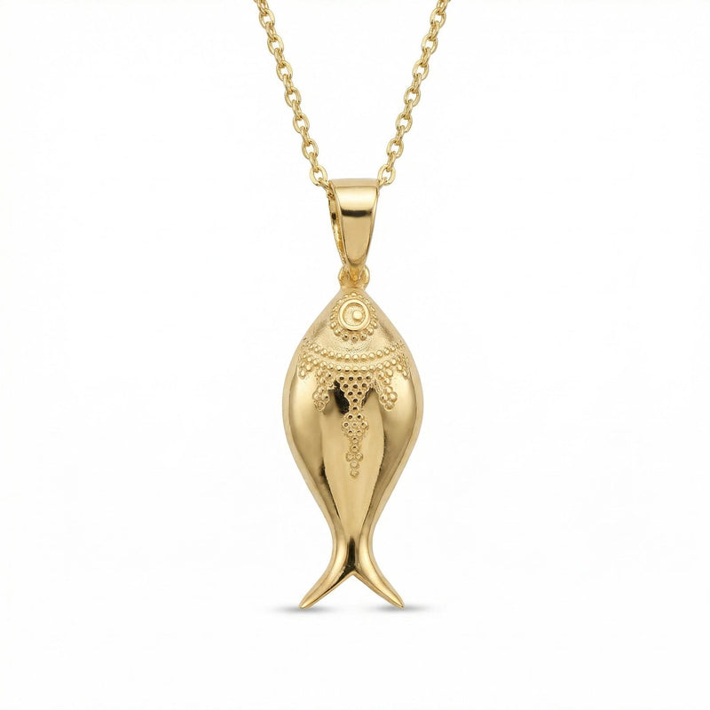 Gold Fish Pendant Necklace
