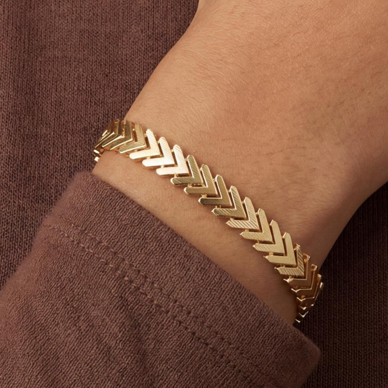 Gold Flat Chevron Bracelet