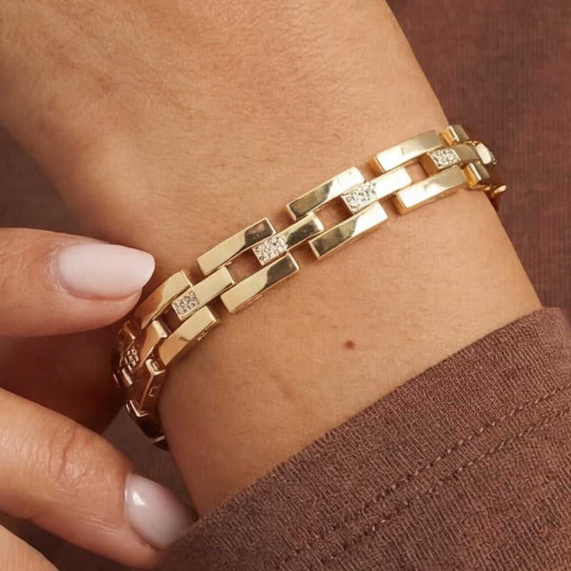 Gold Pavé Link Bracelet