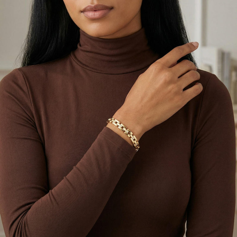 Gold Pavé Link Bracelet