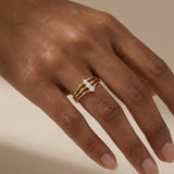 Three Diamond Chevron Ring in Gold