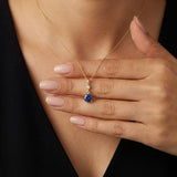 Gold Round Gemstone Necklace with White Sapphire Accent