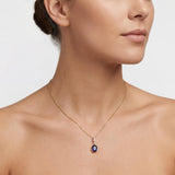 Oval Gemstone Pendant Necklace with White Sapphire Accents in Gold