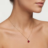 Round Gemstone Pendant Necklace with White Sapphire Accents