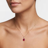 Round Gemstone Pendant Necklace with White Sapphire Accents