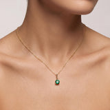 Round Gemstone Drop Necklace in Gold