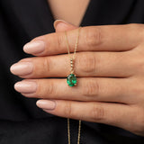 Oval Gemstone Drop Necklace with Beaded Detail