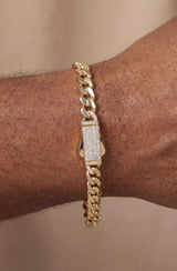 Solid Gold Miami Cuban Bracelet with Diamond Clasp – 7mm