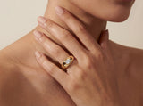 Gold Dome Ring with Oval Diamond