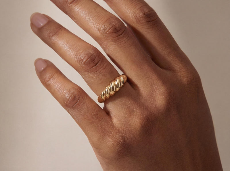Gold Dome Croissant Ring