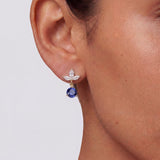 Round Drop Earrings with Marquise White Sapphire Accents