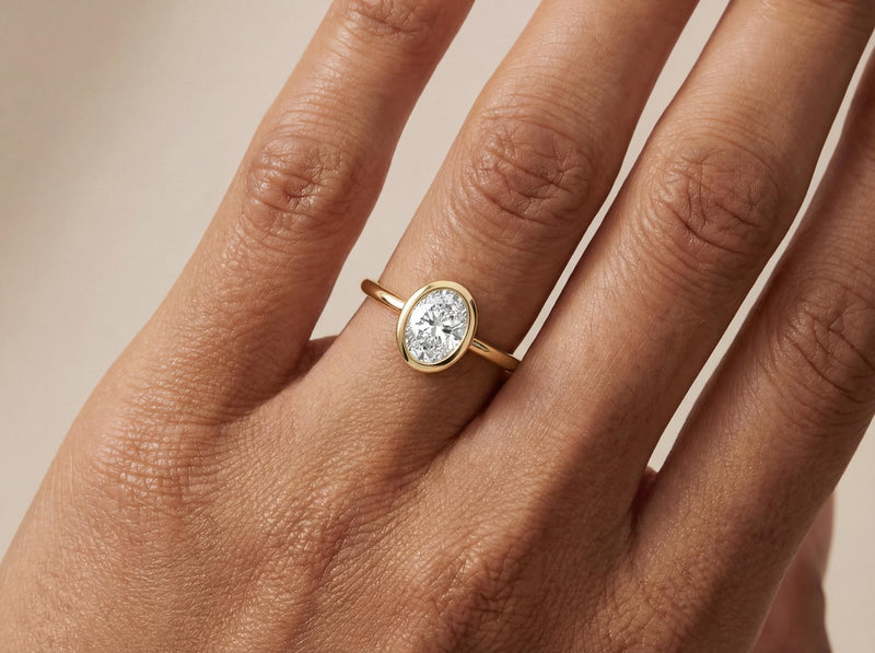 Oval Lab Grown Diamond Ring in Gold