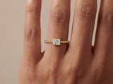 Princess Cut Beaded Diamond Gold Ring